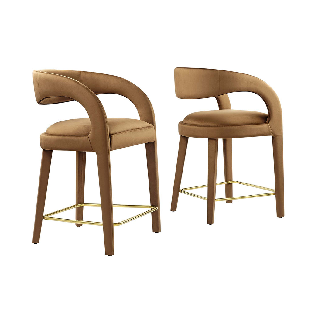 Modway Pinnacle Performance Velvet Counter Stool Set of 2  