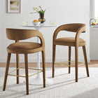 Modway Pinnacle Performance Velvet Bar Stool Set of 2