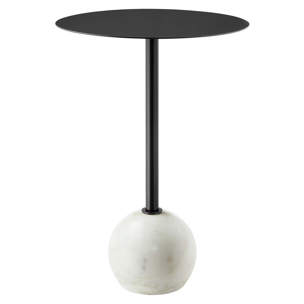 Modway Aliza Round White Marble Side Table  