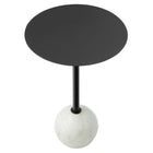 Modway Aliza Round White Marble Side Table