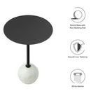 Modway Aliza Round White Marble Side Table