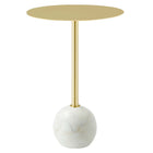 Modway Aliza Round White Marble Side Table  