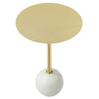 Modway Aliza Round White Marble Side Table