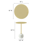 Modway Aliza Round White Marble Side Table