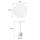 Modway Aliza Round White Marble Side Table