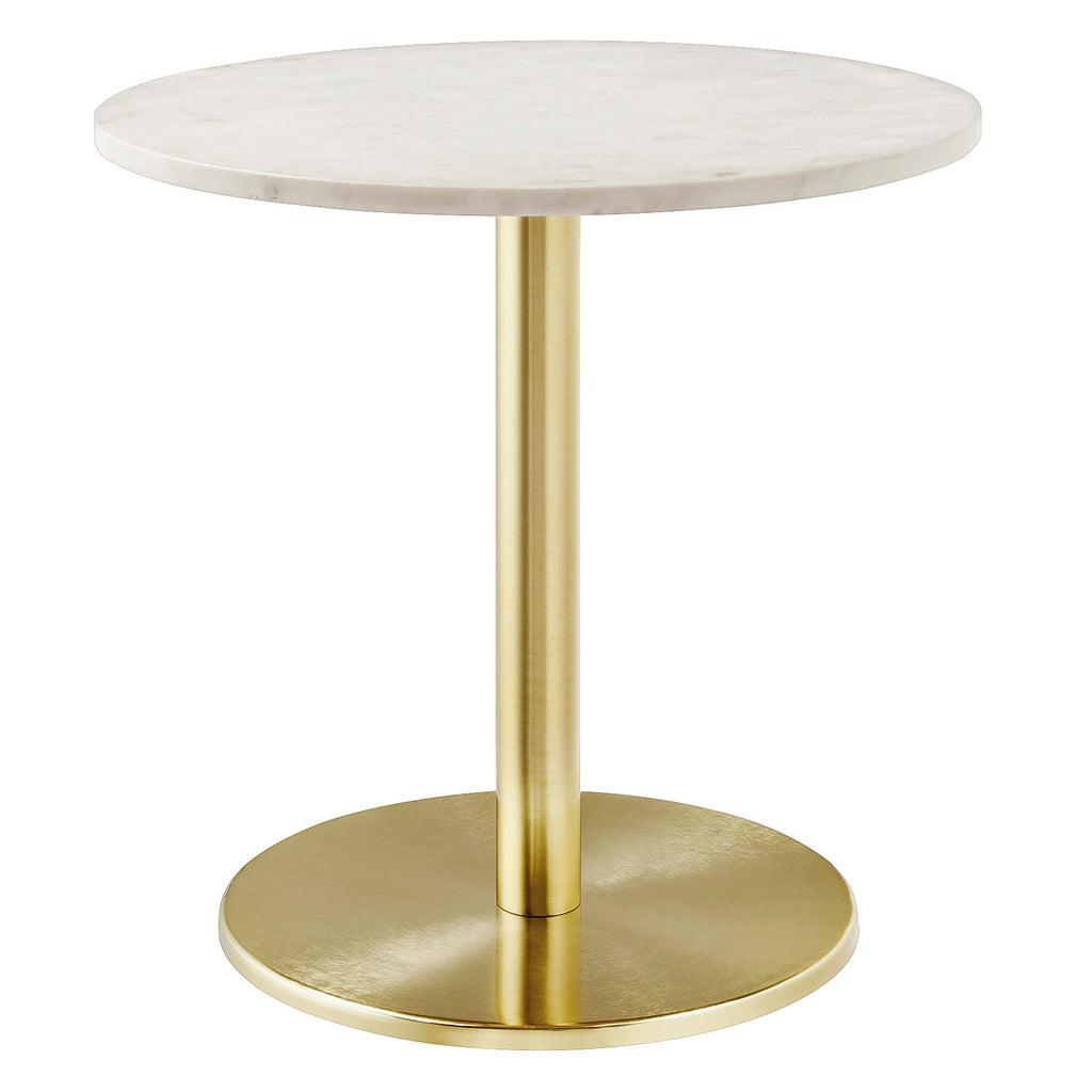 Modway Viva Round White Marble Side Table  