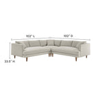 Modway Zoya 3 Piece Down Filled Overstuffed Sectional Sofa