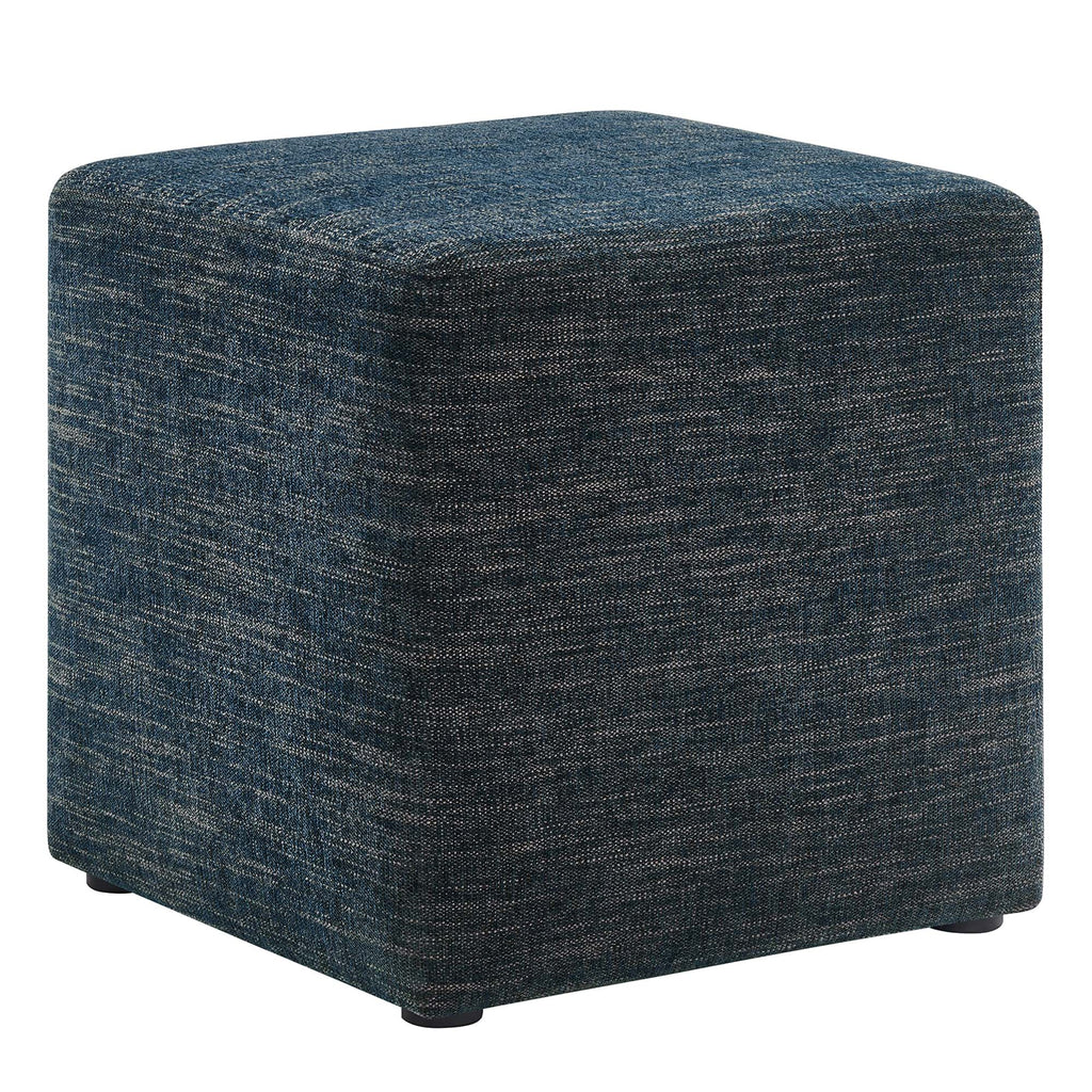Modway Callum 17" Square Woven Heathered Fabric Upholstered Ottoman  