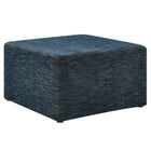 Modway Callum Large 28" Square Woven Heathered Fabric Upholstered Ottoman  