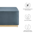 Modway Tilden Large 28" Square Performance Velvet Upholstered Ottoman