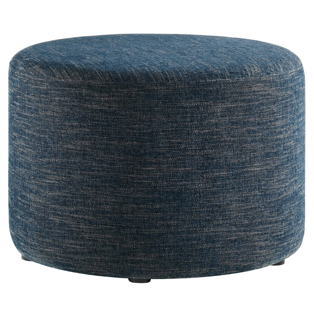 Modway Callum Large 23" Round Woven Heathered Fabric Upholstered Ottoman  
