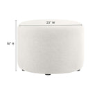 Modway Callum Large 23" Round Woven Heathered Fabric Upholstered Ottoman