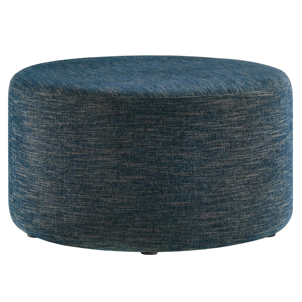 Modway Callum Large 29" Round Woven Heathered Fabric Upholstered Ottoman  