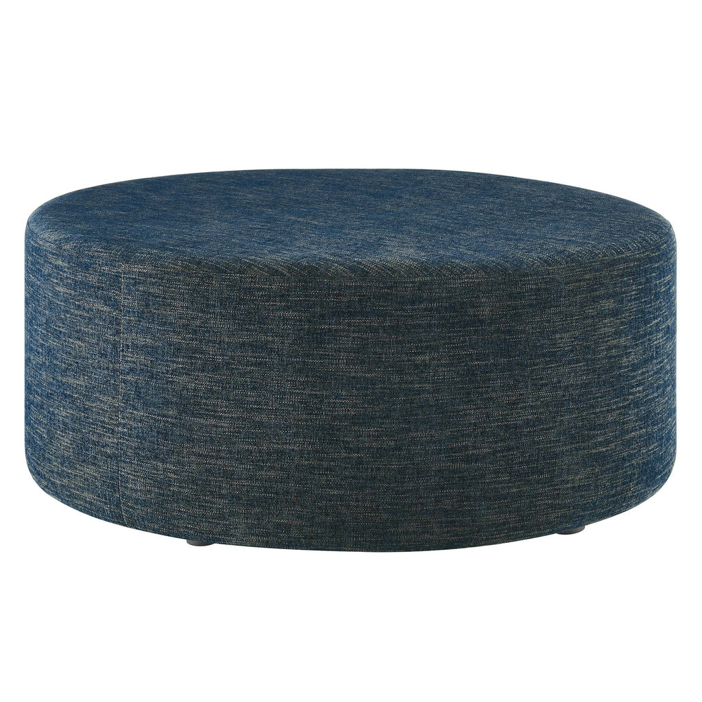 Modway Callum Large 38" Round Woven Heathered Fabric Upholstered Ottoman  