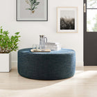 Modway Callum Large 38" Round Woven Heathered Fabric Upholstered Ottoman