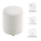 Modway Callum 16" Round Woven Heathered Fabric Upholstered Ottoman