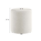 Modway Callum 16" Round Woven Heathered Fabric Upholstered Ottoman