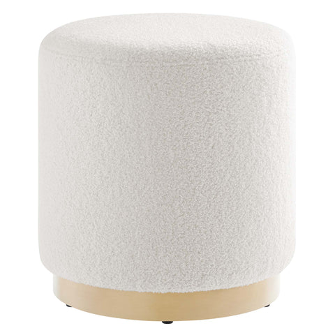Modway Tilden 16" Round Sherpa Upholstered Ottoman  