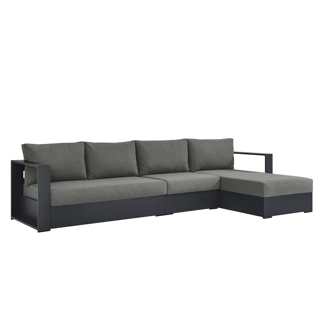 Modway Tahoe 3-Piece Outdoor Patio Powder-Coated Aluminum Right-Facing Chaise Sectional Sofa Set  