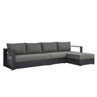 Modway Tahoe 3-Piece Outdoor Patio Powder-Coated Aluminum Right-Facing Chaise Sectional Sofa Set  