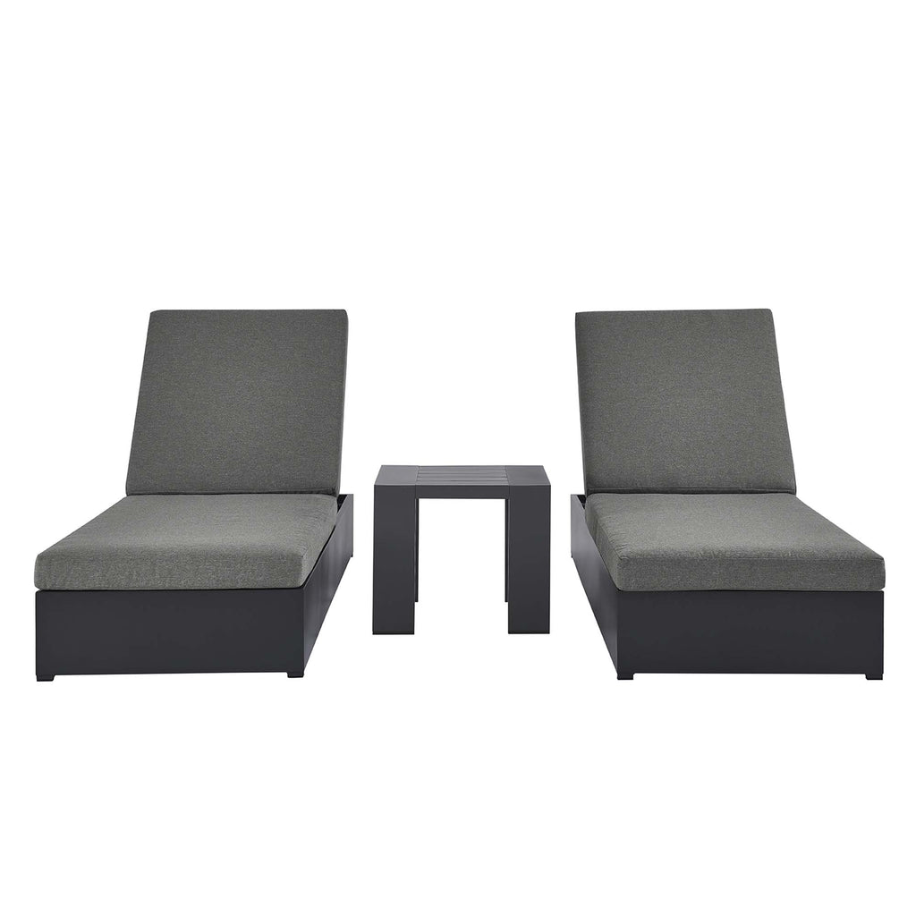 Modway Tahoe 3-Piece Outdoor Patio Powder-Coated Aluminum Chaise Lounge Set  