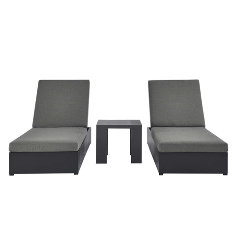 Modway Tahoe 3-Piece Outdoor Patio Powder-Coated Aluminum Chaise Lounge Set  