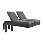 Modway Tahoe 3-Piece Outdoor Patio Powder-Coated Aluminum Chaise Lounge Set