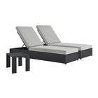 Modway Tahoe 3-Piece Outdoor Patio Powder-Coated Aluminum Chaise Lounge Set