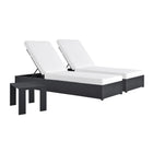Modway Tahoe 3-Piece Outdoor Patio Powder-Coated Aluminum Chaise Lounge Set