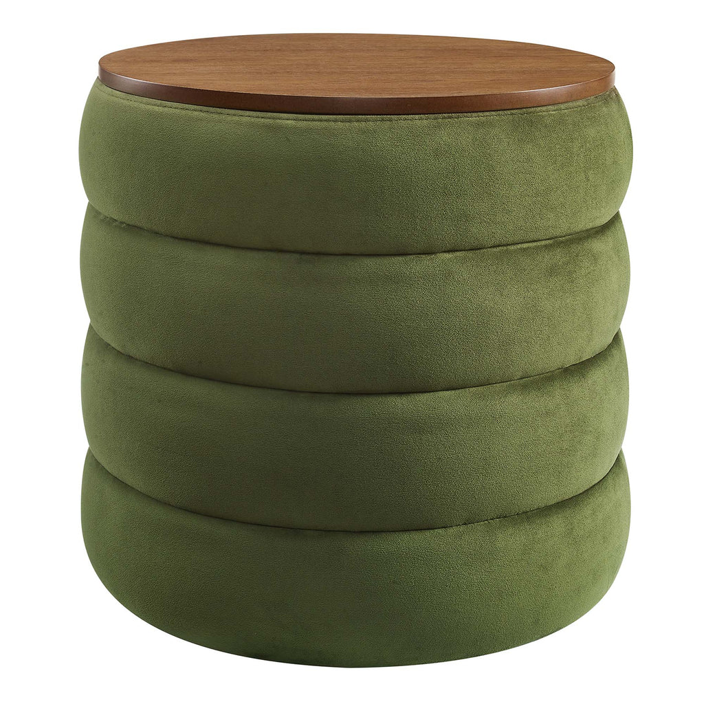 Modway Mezzo Round Performance Velvet Storage Ottoman  