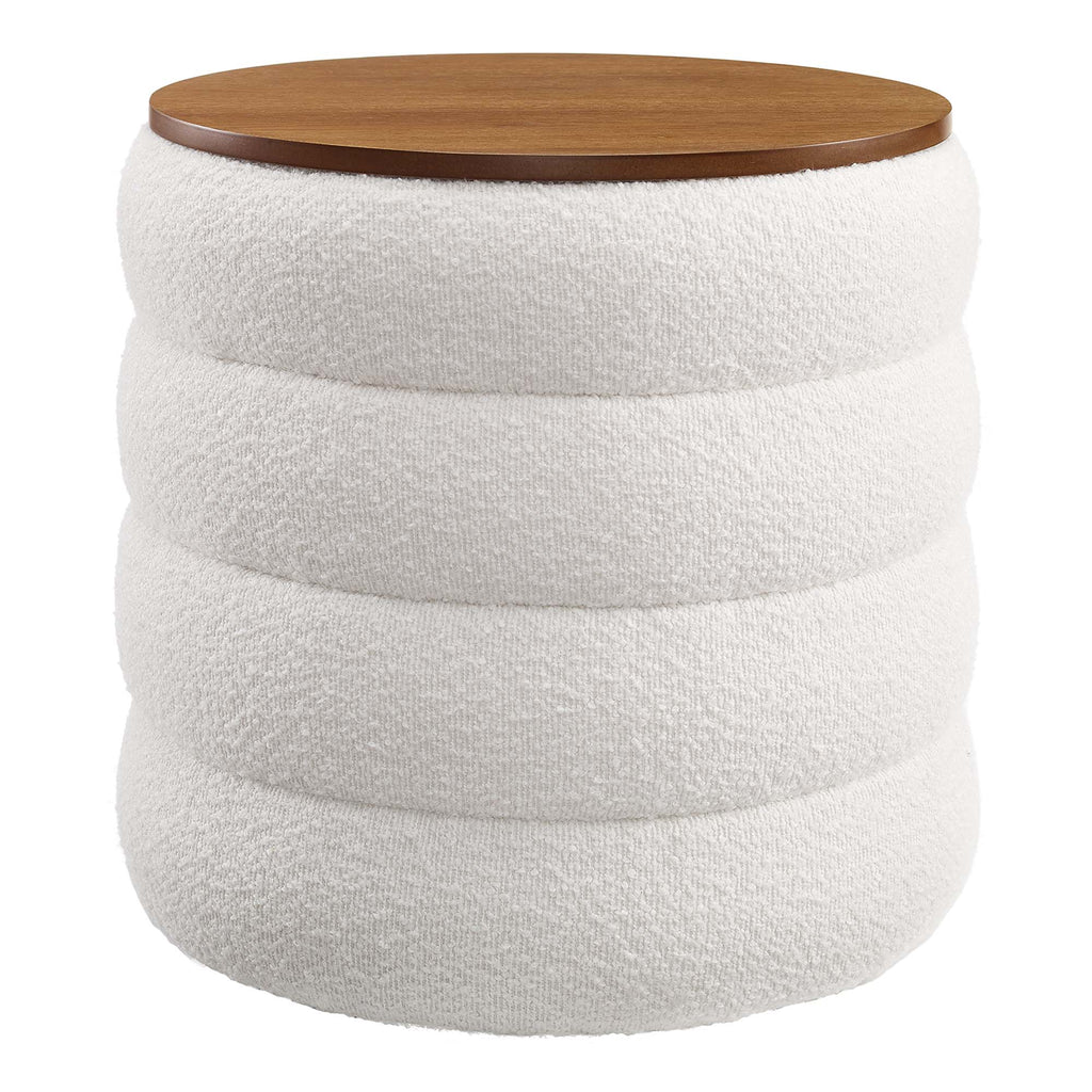 Modway Mezzo Round Boucle Fabric Storage Ottoman  