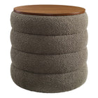 Modway Mezzo Round Boucle Fabric Storage Ottoman  