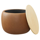 Modway Perla Round Vegan Leather Storage Ottoman