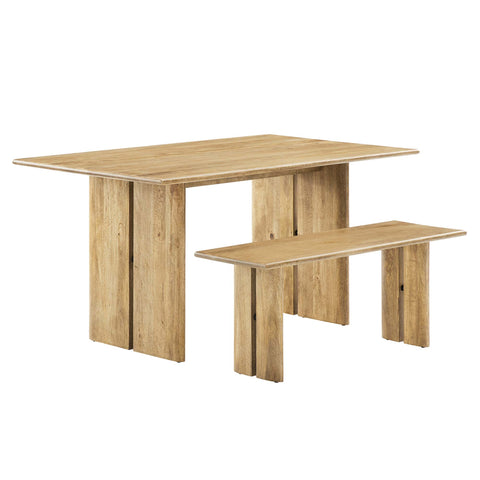 Modway Amistad 60" Wood Dining Table and Bench Set  