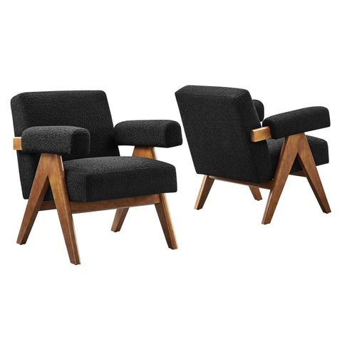 Modway Lyra Boucle Fabric Armchair Set of 2  