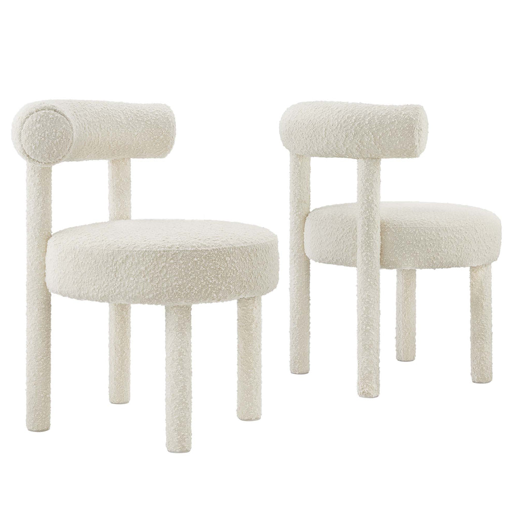 Modway Toulouse Boucle Fabric Dining Chair Set of 2  