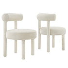 Modway Toulouse Boucle Fabric Dining Chair Set of 2  