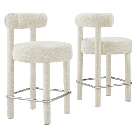 Modway Toulouse Boucle Fabric Counter Stool Set of 2  
