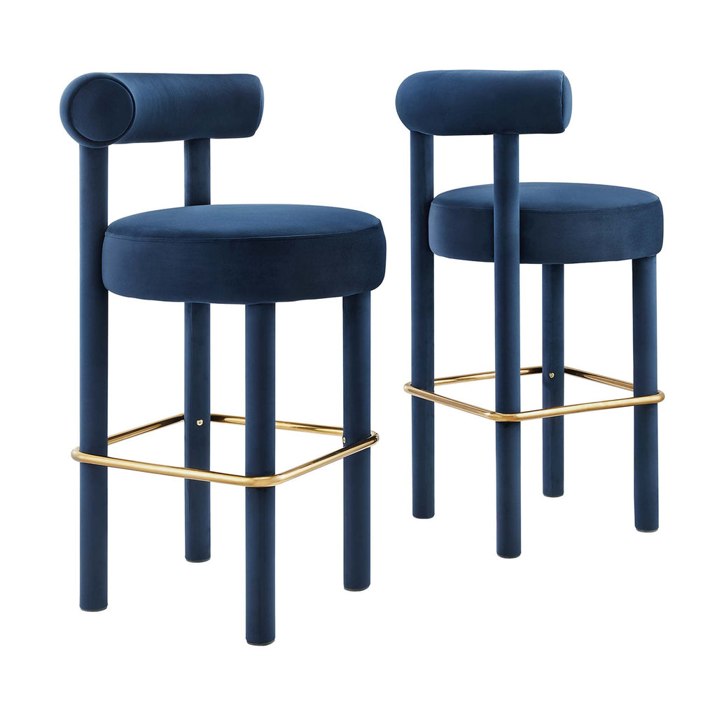 Modway Toulouse Performance Velvet Bar Stool Set of 2  