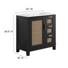 Modway Dixie 36" Solid Wood Bathroom Vanity Cabinet