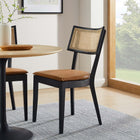 Modway Caledonia Vegan Leather Upholstered Wood Dining Chairs Set of 2
