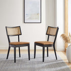 Modway Caledonia Vegan Leather Upholstered Wood Dining Chairs Set of 2