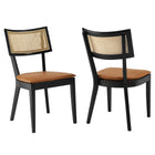 Modway Caledonia Vegan Leather Upholstered Wood Dining Chairs Set of 2  