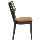 Modway Caledonia Vegan Leather Upholstered Wood Dining Chairs Set of 2