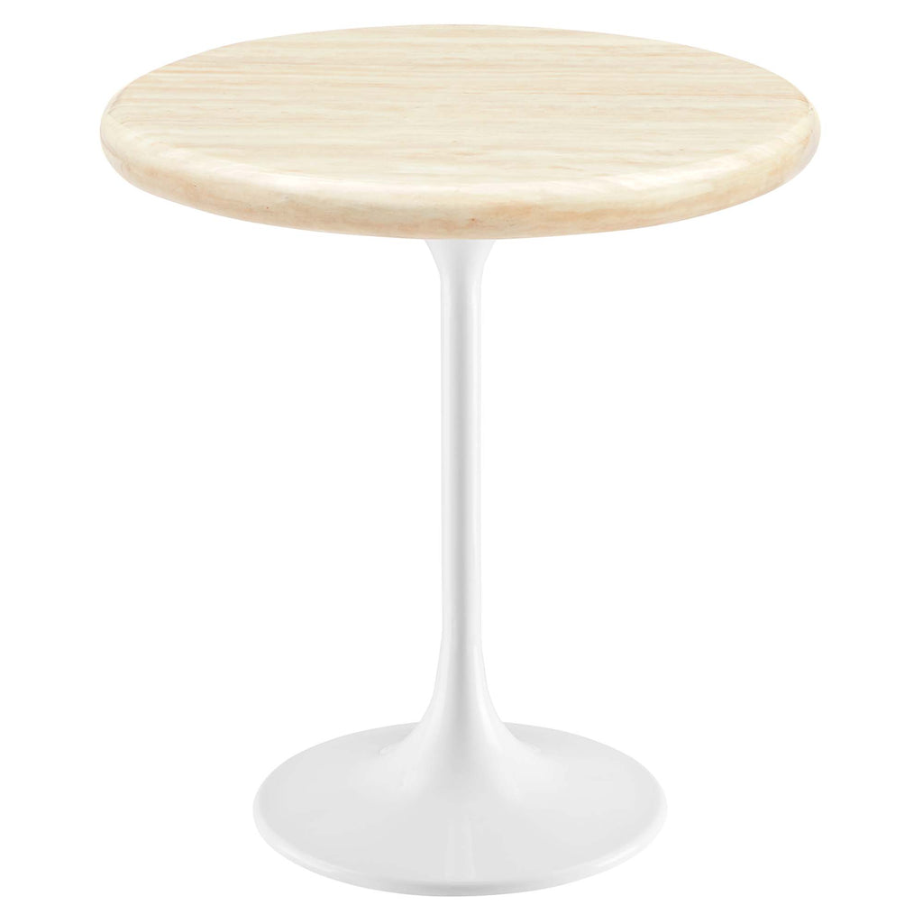 Modway Lippa 20" Round Faux Travertine Side Table  