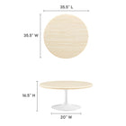 Modway Lippa 36" Round Faux Travertine Coffee Table