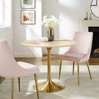 Modway Lippa 36" Round Faux Travertine Dining Table