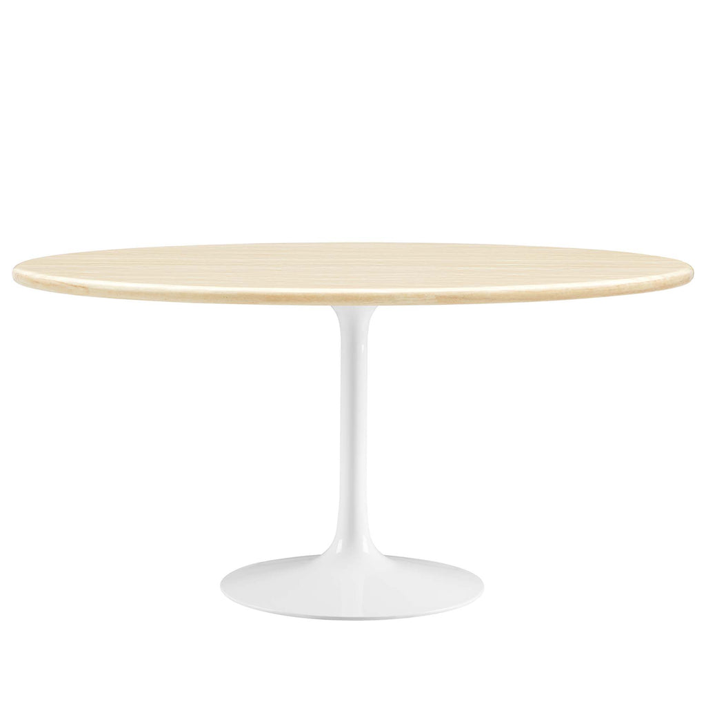 Modway Lippa 60" Oval Faux Travertine Dining Table  