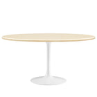 Modway Lippa 60" Oval Faux Travertine Dining Table  