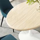 Modway Lippa 60" Oval Faux Travertine Dining Table